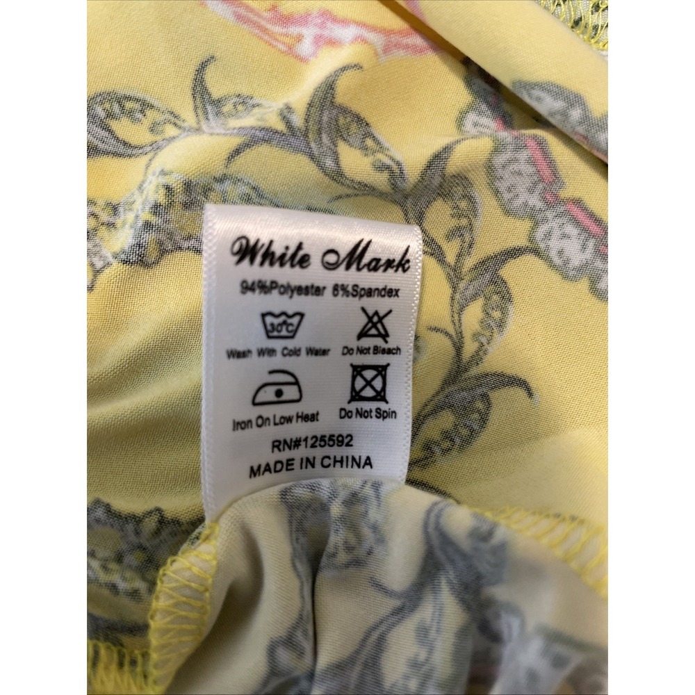 White‎ Mark Women's Large Yellow Medallion Print Pocket Tunic Top Sharkbite Hem - Picture 12 of 12